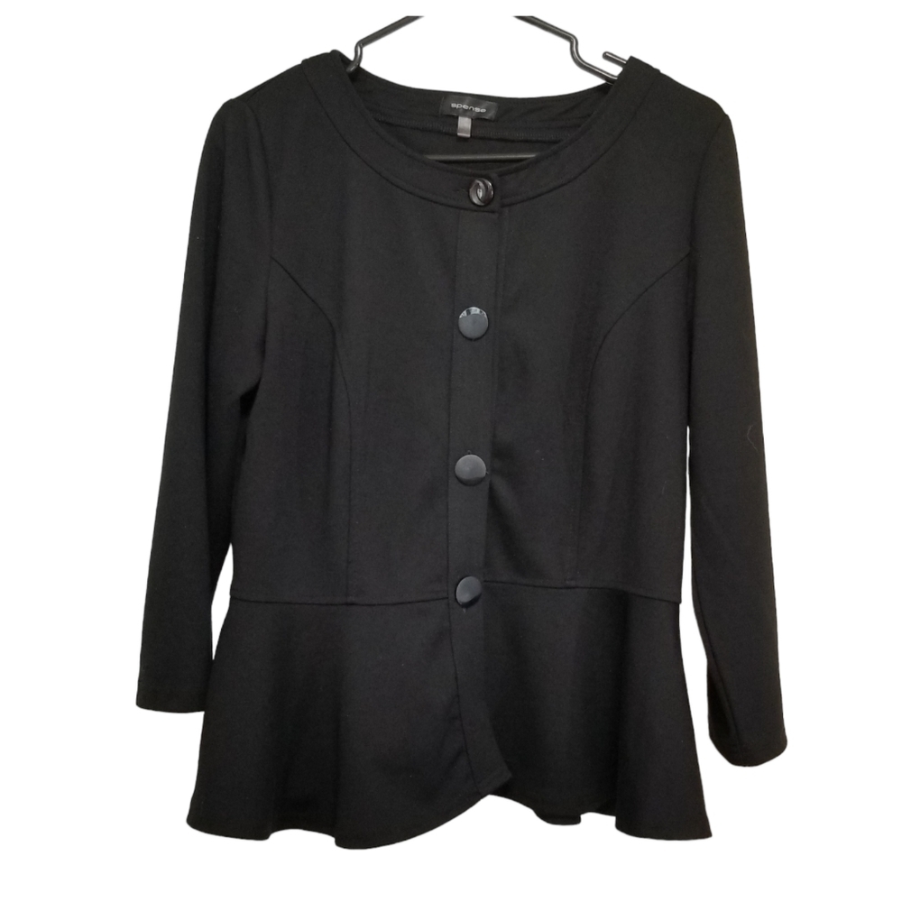 Spense size large black peplum blazer top